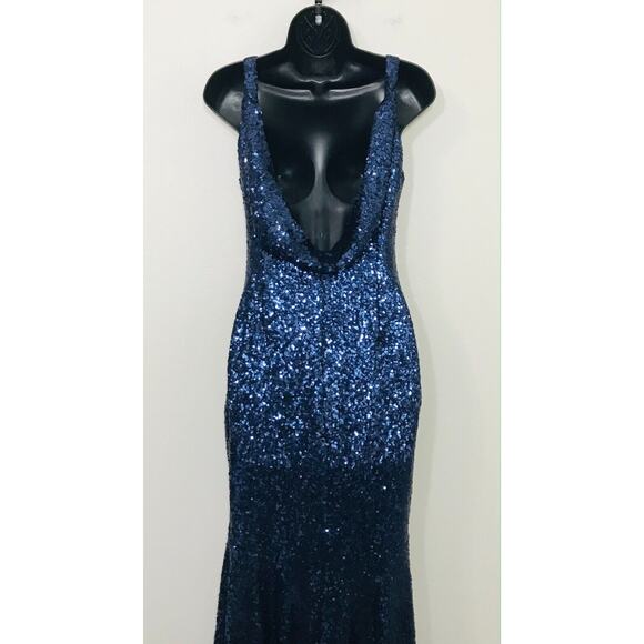 THEIA Evening Gown Navy Sequins Formal Prom Party Dress BHLDN, 0 - Picture 8 of 16